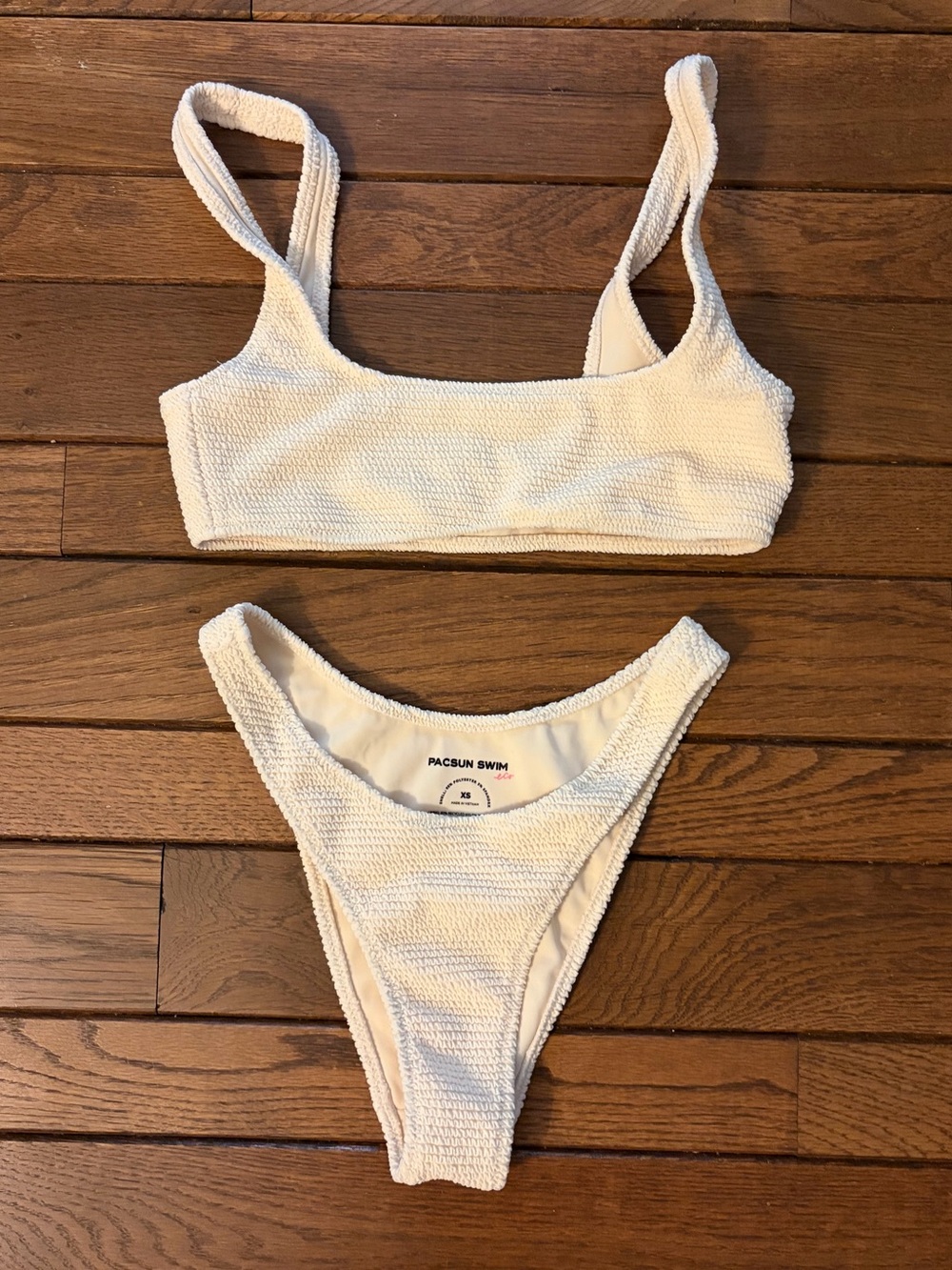 PacSun Cream Textured Bikini Set